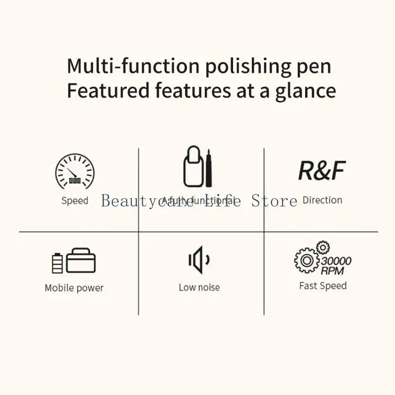 652C USB Rechargeable Nail Drill Machine 30000 RPM Portable Manicure Tool With Bits and Sanding Bands For Salon or Home Use