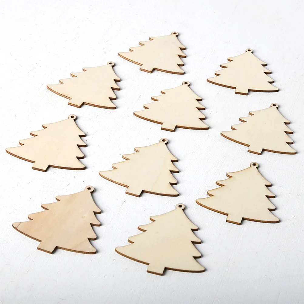 

10Pcs Christmas Wooden Decoration DIY Craft Hanging Pendants Smooth Surface Unfinished for Scrapbooking Decoupage