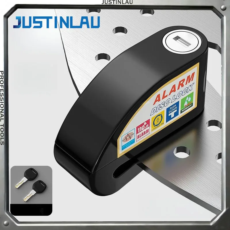 JUSTINLAU Motorcycle Alarm Disc Lock 130dB Anti-Theft Security Brake Disc Lock Waterproof Universal for Scooter Bike Motorbike