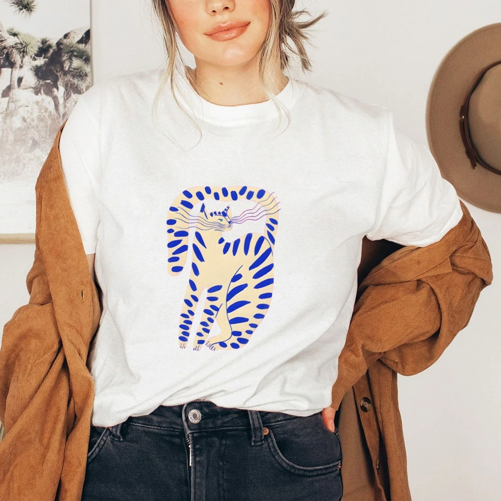 

Minimalist Chibi Art Cotton T-shirt - Retro Y2K Cute Core Top, Work-Friendly Whimsy Under Blazers Cardigans