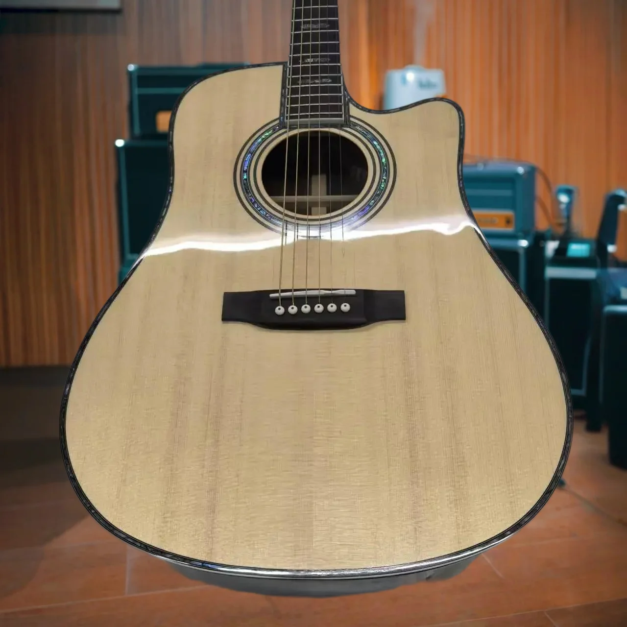 Classic D45 Cutaway Acoustic Guitar Pickup Included Spruce Solid Top 41 Inch Lock Sound Stable Gift