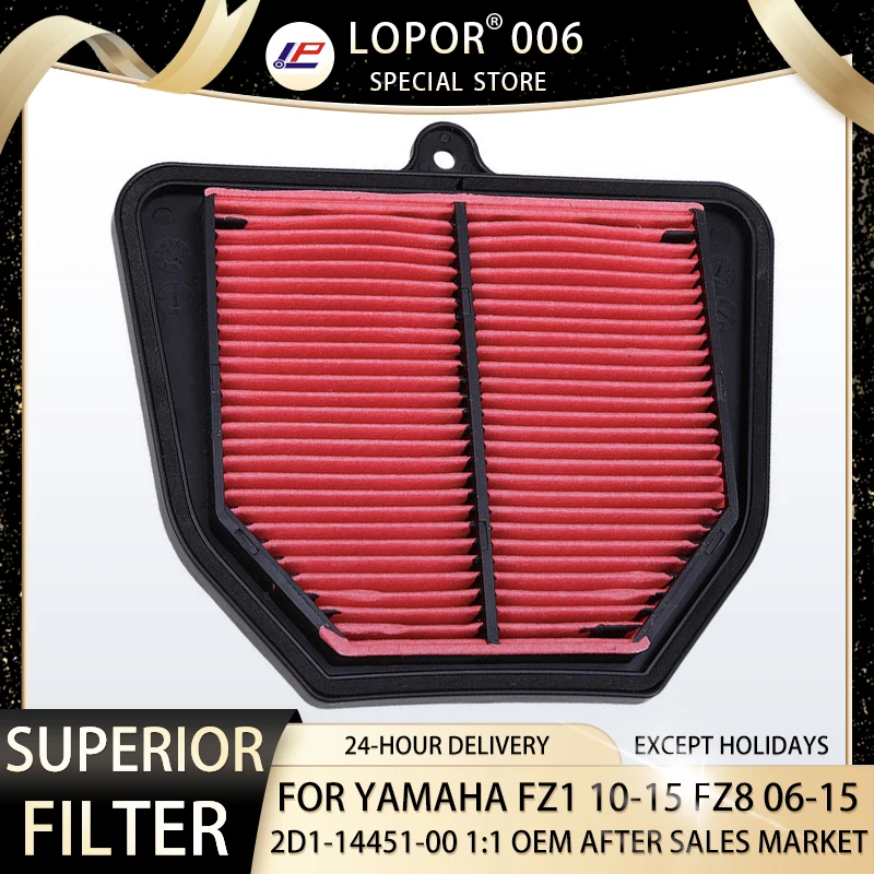 Lopor Motorcycle Air Filter Intake Cleaner Element For Yamaha FZ8 FAZER 8 10-16 FZ1  FAZER 1 06-15 2D1-14451-00 FZ 1 / 8