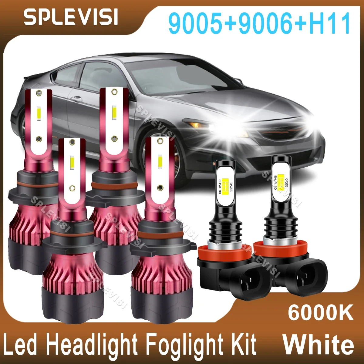 

400W High Low Beam +70W Foglight For Honda Accord 2006 2007 For Acura CSX 2006 2007 2008 2009 2010 2011 Led Headlight CSP White