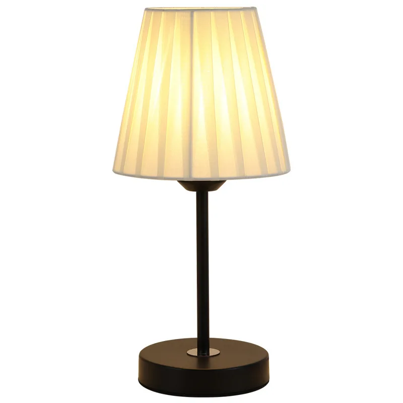

Table lamp bedroom bedside lamp premium ins wind atmosphere light LED Nordic retro pleated