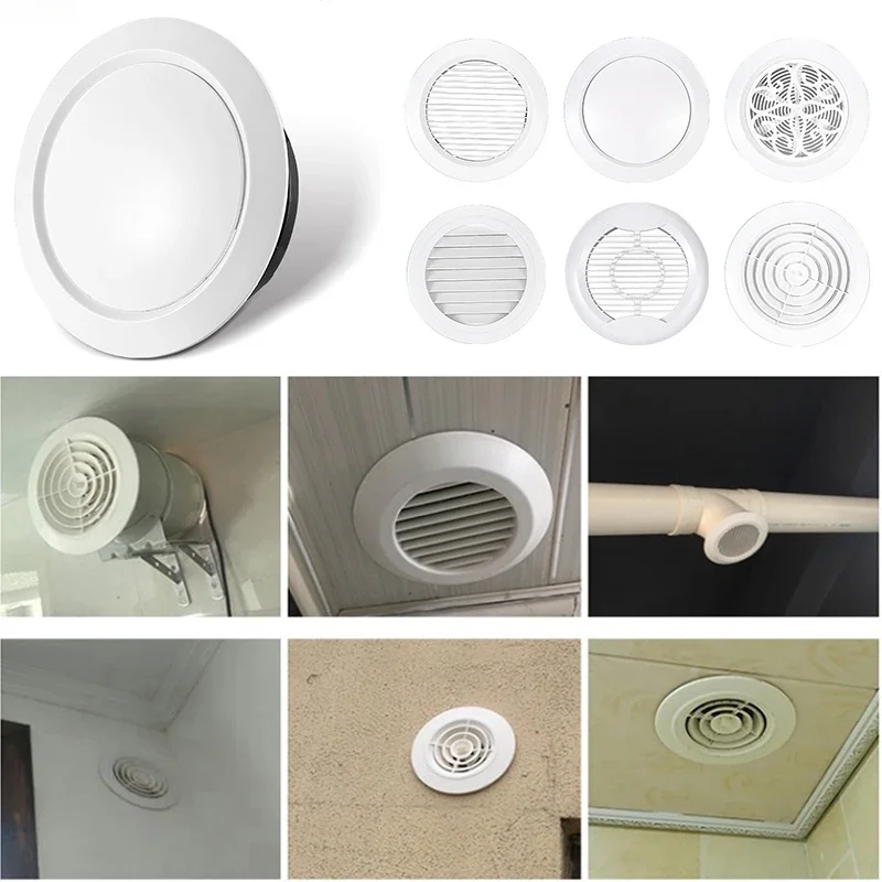 Adjustable Air Ventilation Cover Round Ducting Ceiling Wall Hole Abs Air Vent Grille Louver Kitchen Bath Air Outlet Fresh System