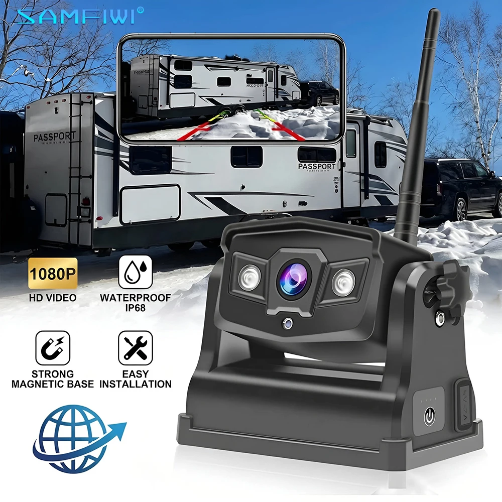 Magnetic Base Wireless WIFI Backup Camera Car Truck Rear View Cameras Built-in 9600mA Rechargeable Battery For iPhone Android