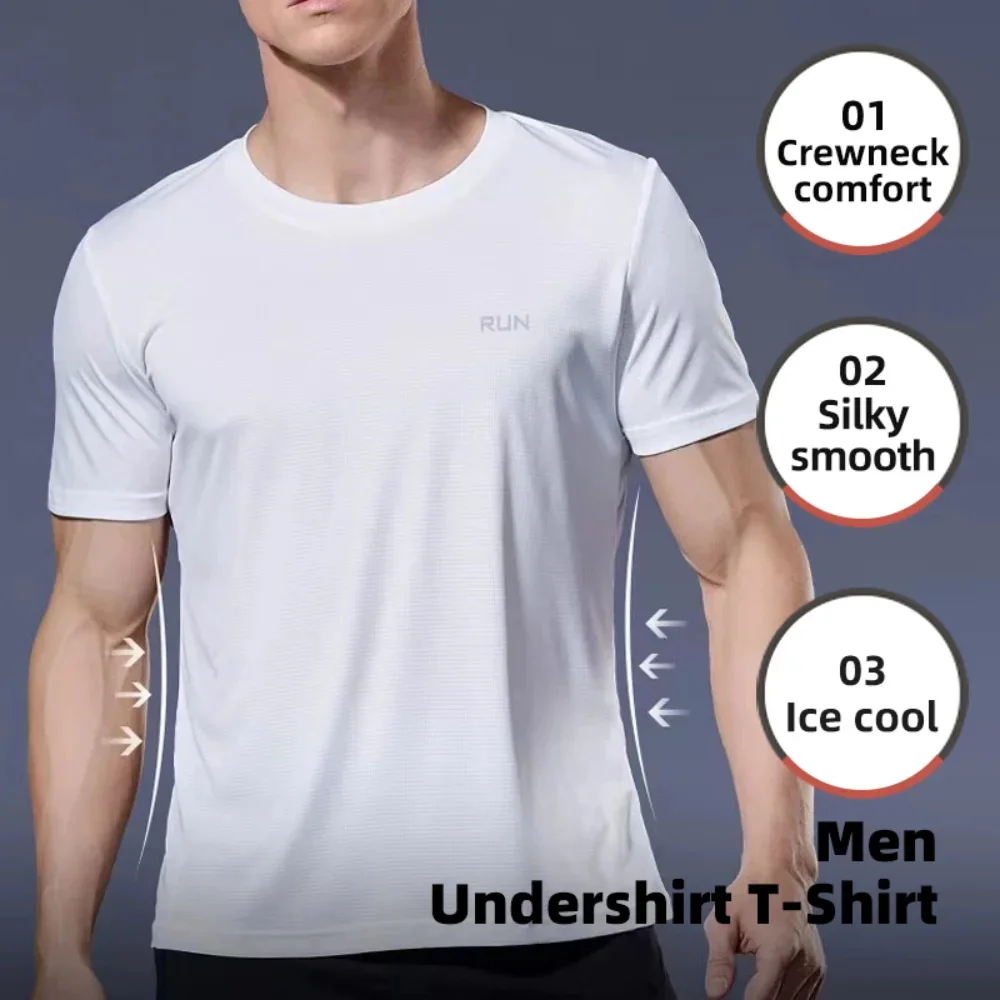 Men Undershirt T-Shirt Quick Dry T-shirt lightweight Underwear Running Breathable Fitness Shirt Ice Silky Gym Football Jerseys