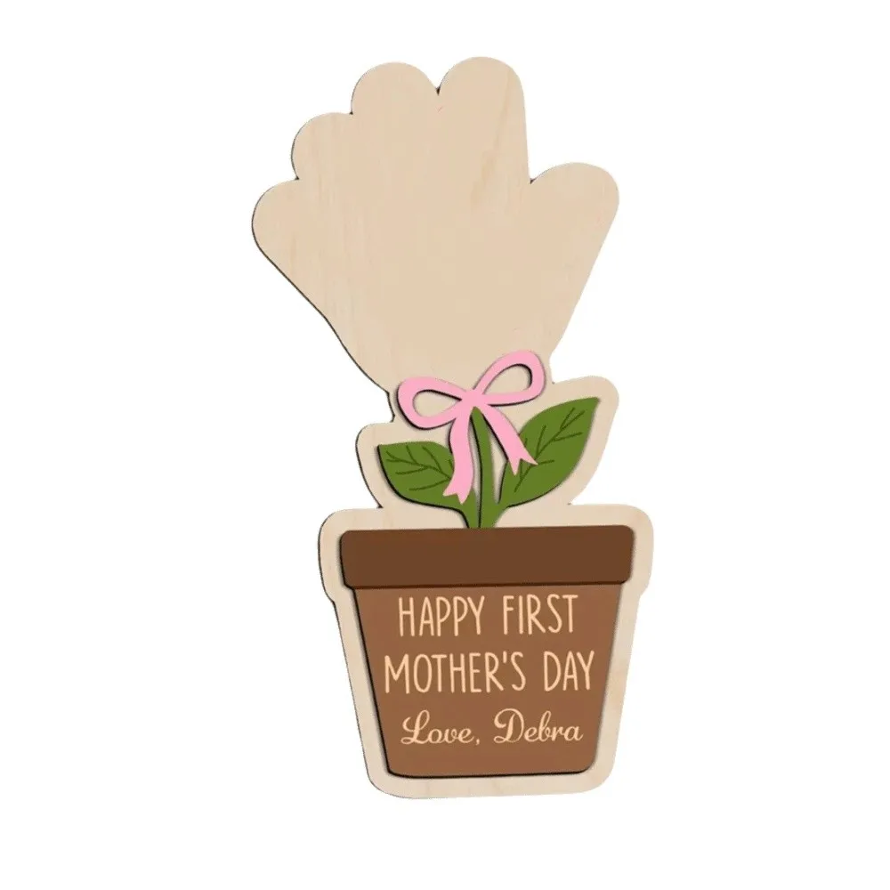 

Hand Painted Mother's Day Plaque Ornament Decoration Flower Table Decor Mom Gifts Wooden Flower Craft DIY Painting