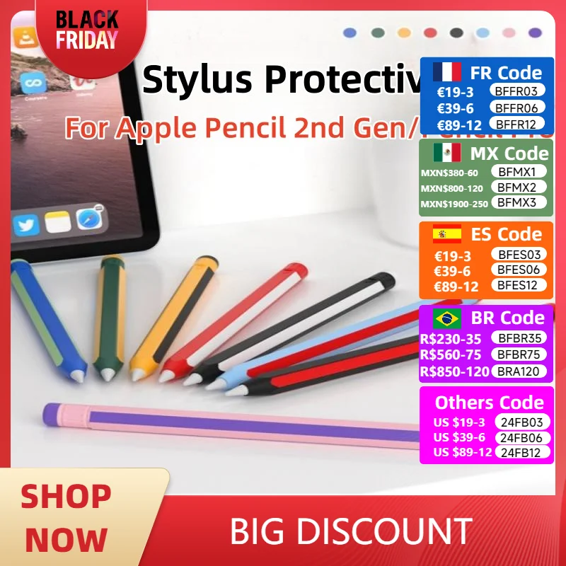 

Pencil Case for Apple Pencil 2nd Generation Or Pencil Pro Tablet Stylus Protective Cases Silicone Shockproof Non-slip Cover