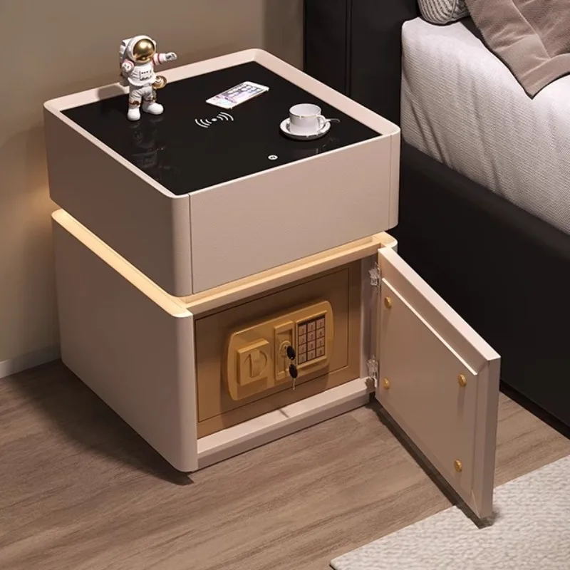 Juego de mesitas de noche, 2 estaciones de carga, luz Led, mesita de noche pequeña, 2 cajones, mesita de noche inteligente, almacenamiento abierto, dormitorio estético moderno