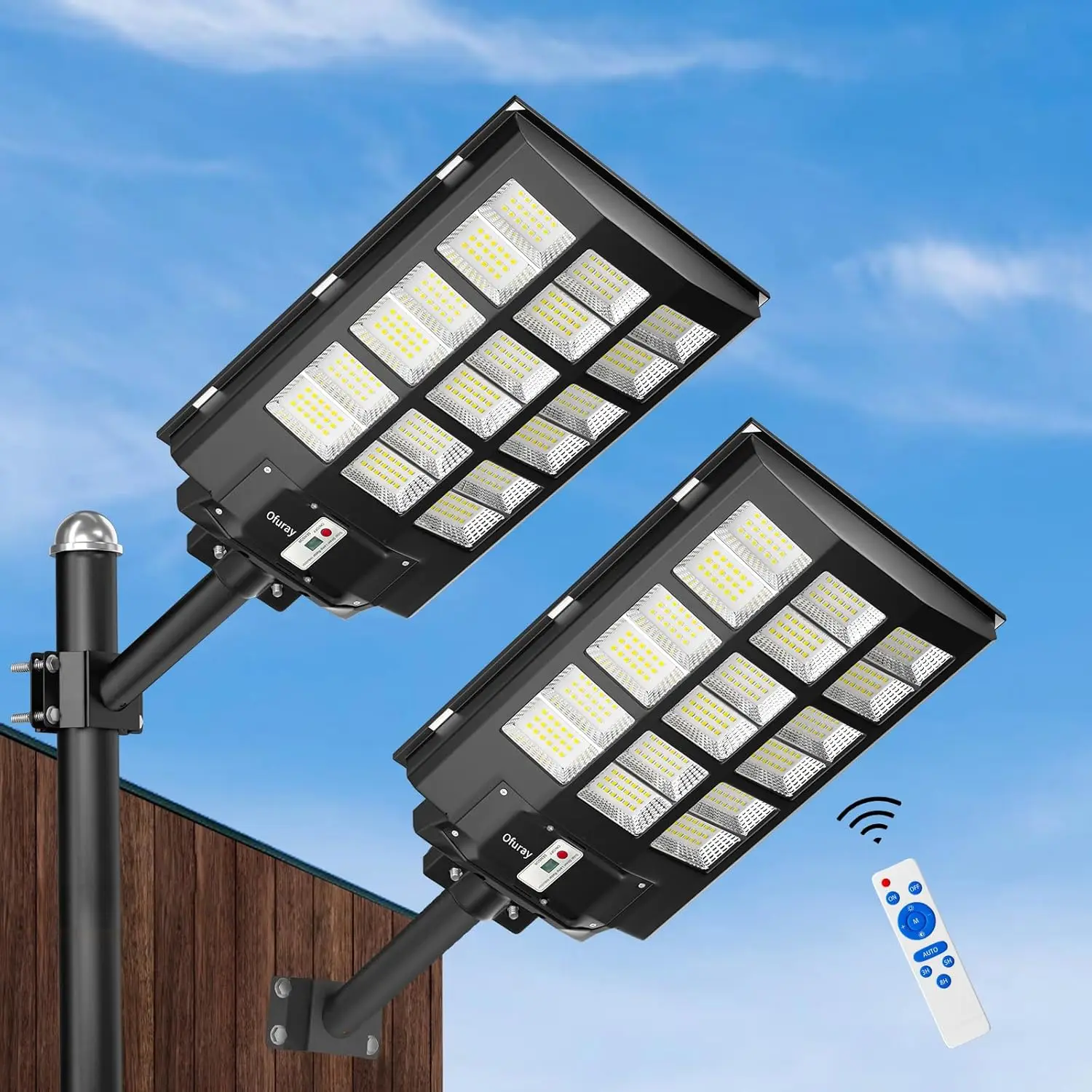 3000W Solar Street Light Outdoor, 238000LM Solar Street Light Parking Lot Lights Commercial Dusk to Dawn, 6500k IP67 Wate