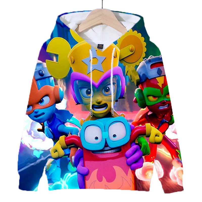 Cartoon SuperThings Hoodies for Kids Boys Casual Outerwear Children Hooded Sweatshirts Game Printed Pullover Girls Tops Sudadera