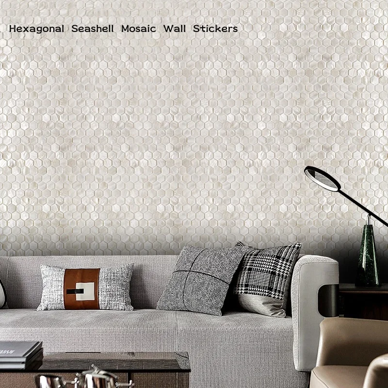 Shell Mosaic Mother Of Pearl Natural Kitchen Backsplash Wallpaper Tile Bathroom Background Shower Decorative Wall Tiles Sheet