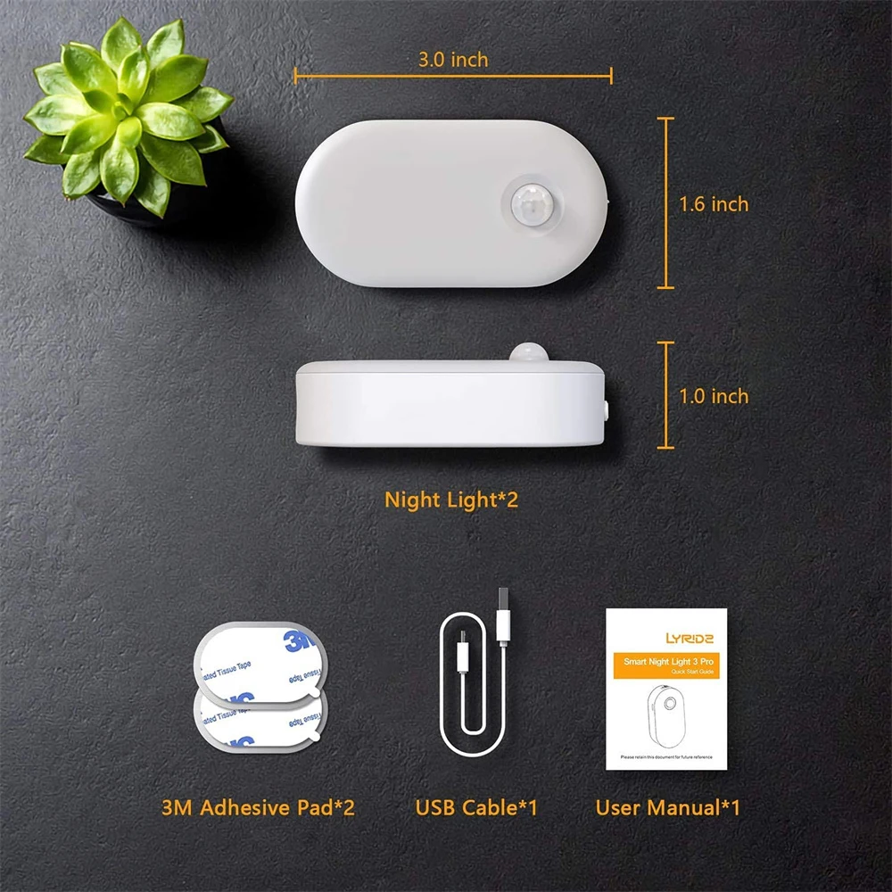 USB Charge LED Night Light Wireless Motion Sensor Wall Lamp Dimmable Closet Light For Kitchen Cabinet Bedroom Lighting