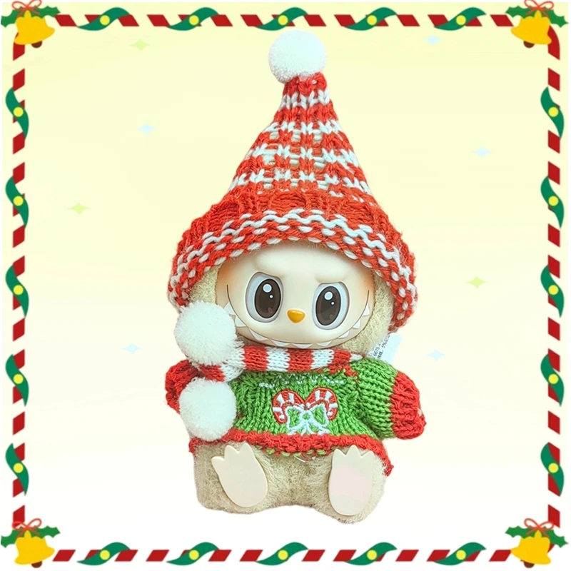 

For 17cm Mini Labubu Accessories Clothes Suitable for V1 23 Labubu Christmas Deer Set Labubu Red clothing Christmas Fashion Gift