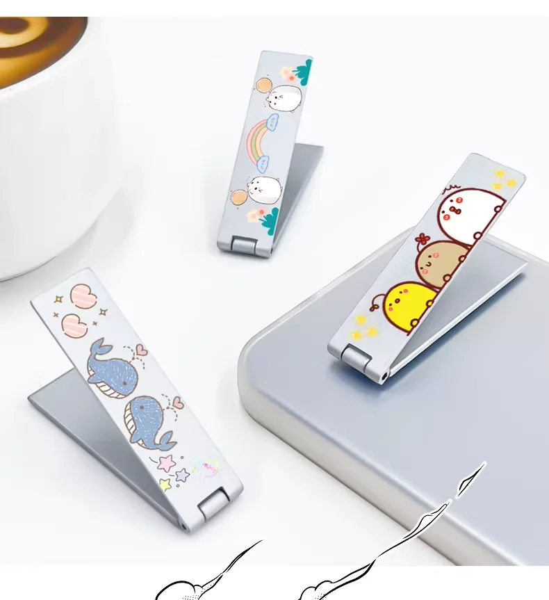 

Korean Cute Metal Folding Invisible Cartoon Phone Holder Cute And Portable Back Sticker New Desktop Universal Adhesive Support