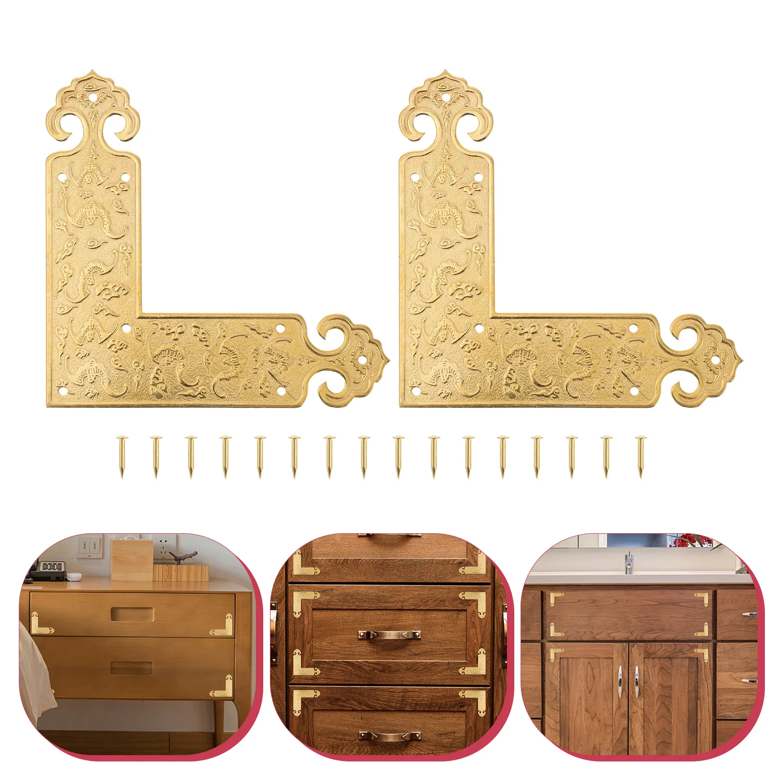 2 Pcs Cabinet Door Furniture Corner Code Chair Protectors Tables Cornet Brace Decorative Guards Rack Shelf Retro Brackets