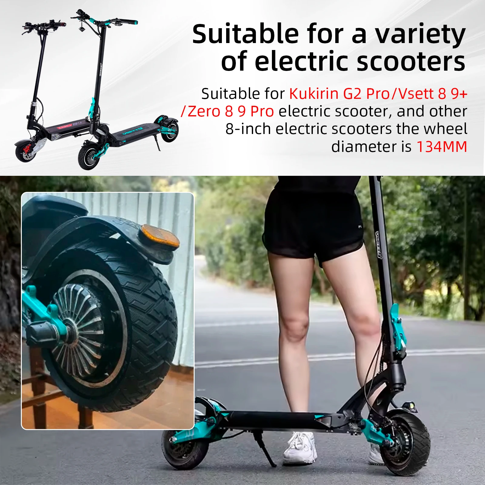 8.5x3 Solid Tire, 8.5 Inches Super Wear-resistant Tubeless Tyre For Kukirin G2 Pro, Vsett 8 9+, Zero 8 9 Scooters Honeycomb Tire