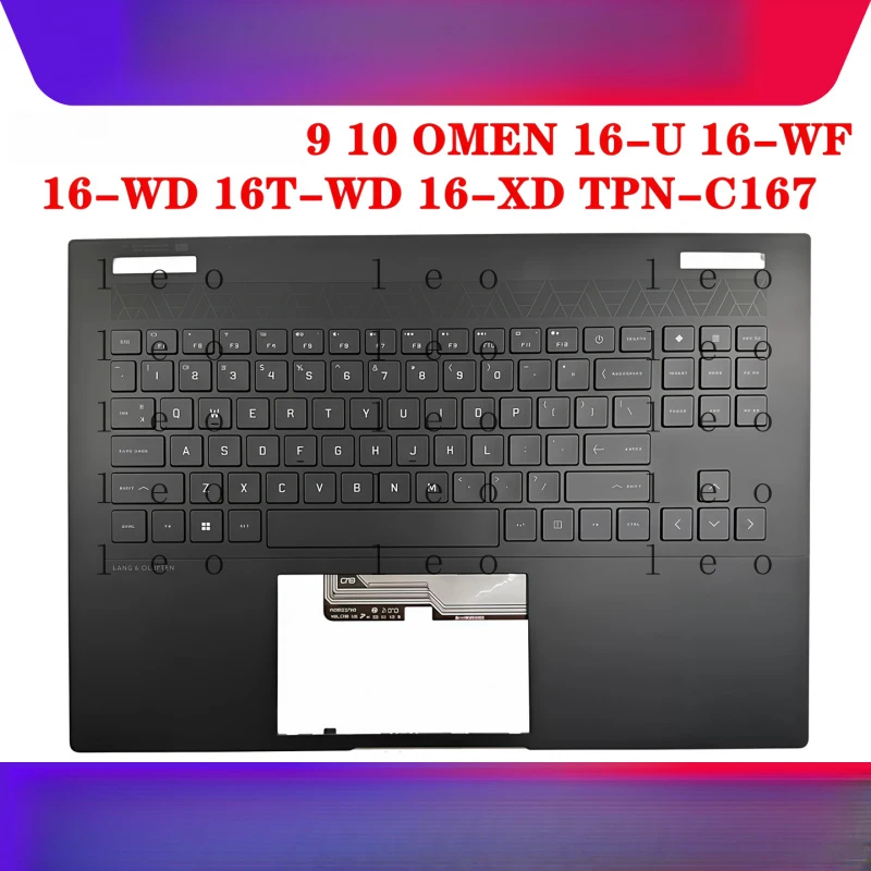 for  HP Shadow Elf 9 10 OMEN 16-U 16-WF 16-WD 16T-WD 16-XD TPN-C167 C shell backlit keyboard N45350-001 N45350-031