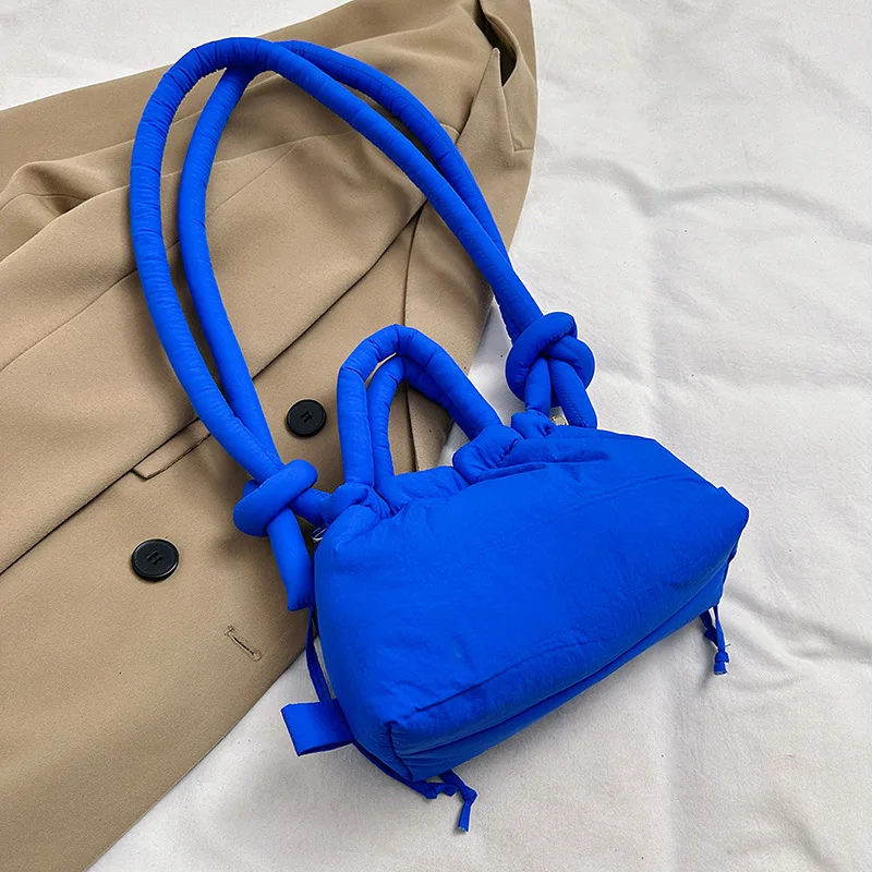 DKQWAIT Lässige, mit Nylon gepolsterte Einkaufstasche, Designer-Schulter-Umhängetasche für Damen, einfache Vintage-Handtaschen mit großer Kapazität, 2023 4
