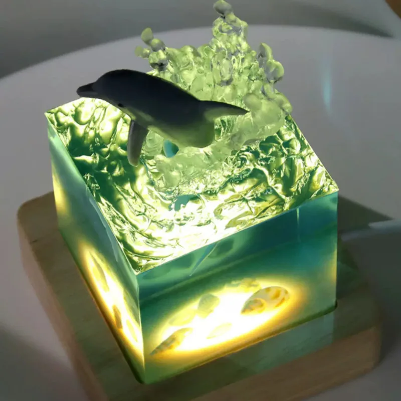 Imagem -04 - Ornamento de Resina Arte Criativa Oceano Jubarte Baleia Golfinho Megalodon Seabed World Table Light Decoração de Casa 5cm