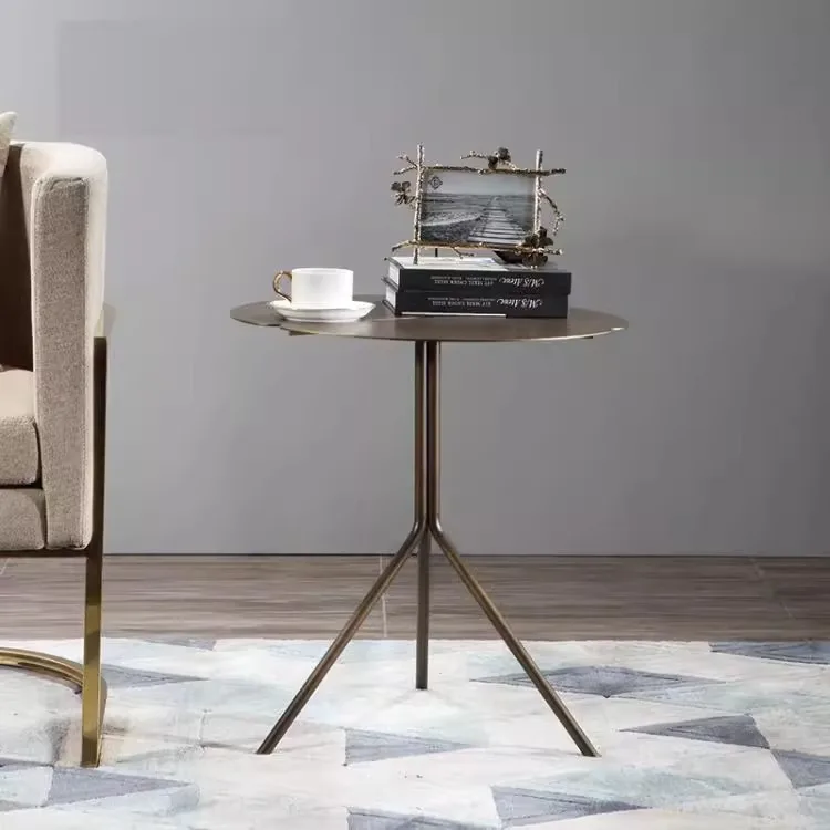 Italian minimalist Nordic lotus leaf round coffee table balcony small apartment living room marble wrought iron industrial wind