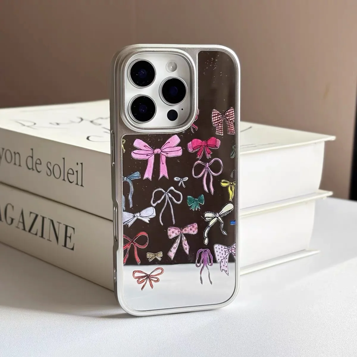 

Ins Korean Butterfly Bow Electroplated Silver Frame Phone Case for IPhone 16 PLUS 15 14 13 12 11 Pro Max Back Cover Capa
