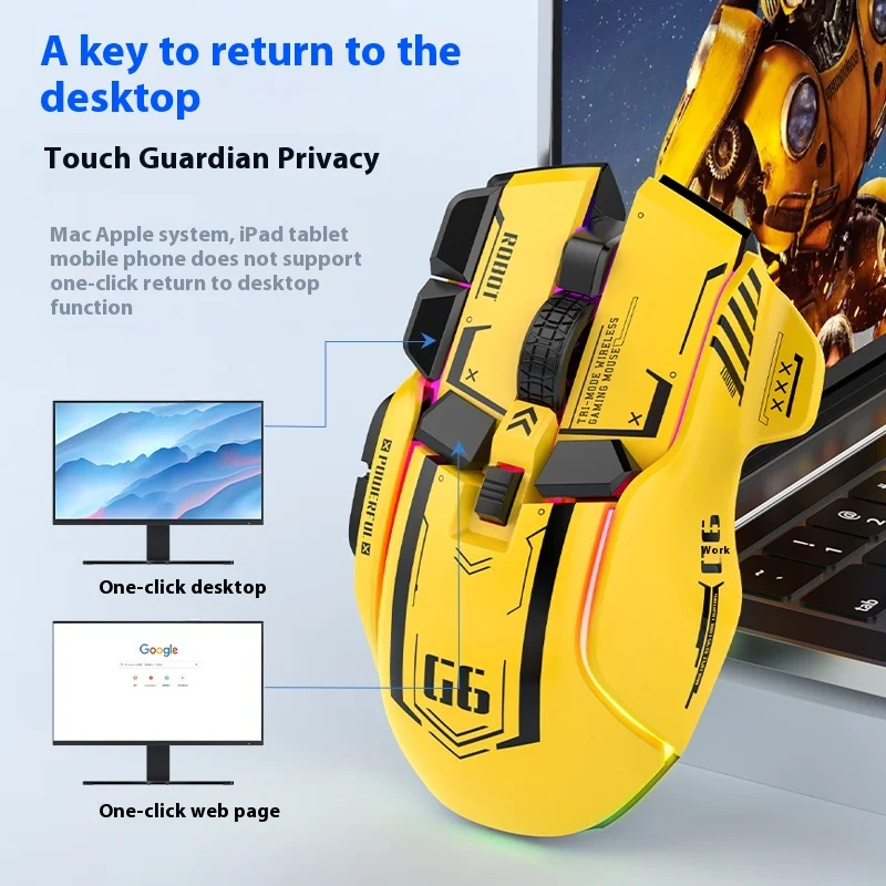 

[in stock]G6 Mecha Style Wireless Charging Mouse For Gaming And Office Use Suitable For Desktop Laptops Compatible Bluetooth