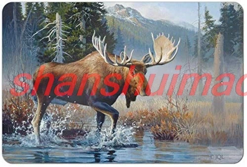 Retro Tin Plaque Vintage Metal Sign Moose in The River Forest Wilderness Retro Poster Plaque Tin Sign Wall Decor for Kit SH sign