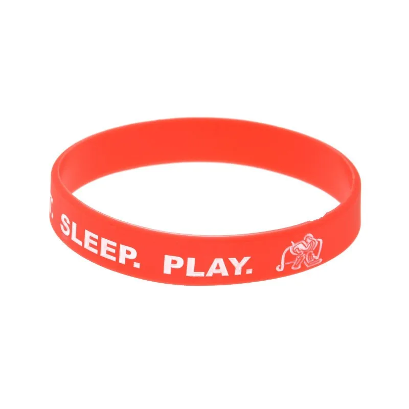 1 Stück/5 Stück „Eat Sleep And Play“ Silikon-Armband, Partygeschenk, Gummi-Armband, Erwachsenengröße – Detail 3