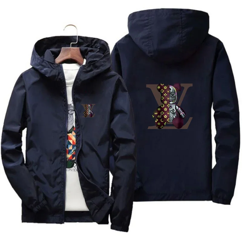 

Spring and Autumn Zippered Hooded Casual Windproof and Rainproof Sport Shirt for Men, Outdoor Print, Fishing Jacket