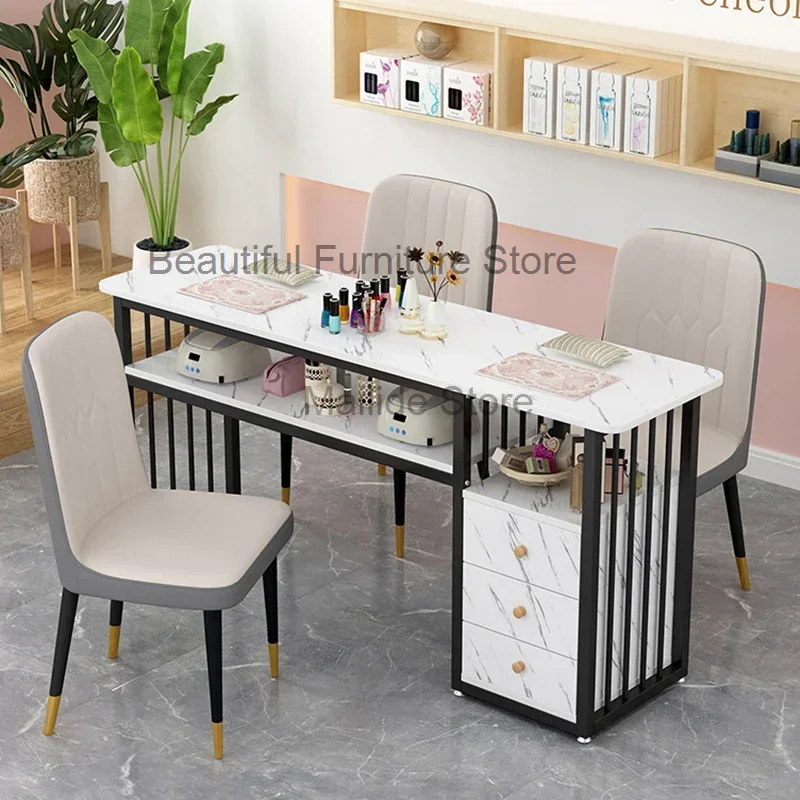 Modern Wrought Iron Manicure Station For Commercial Furniture Nail Tables Simple Economical Upscale Professional Manicure Table