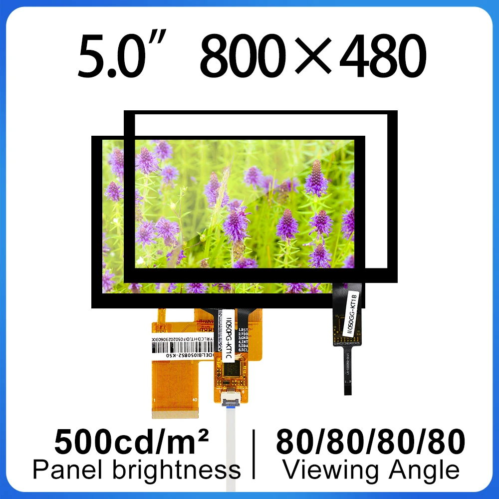 

Hot sales 5 inch 800×480 Touch Screen BI050BS2-K50 500 brightness LCD Module for rose video box