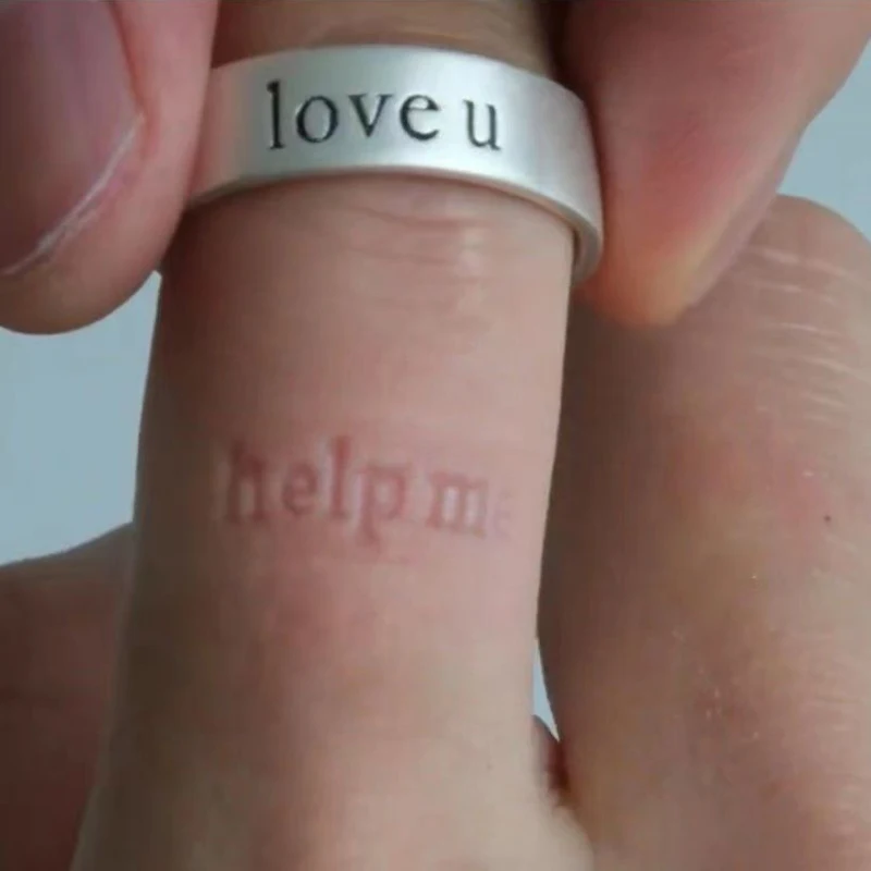 

Unique Design Sense Letter Handprint Ring For Men Women Versatile Fashion Couple Ring Personalized Simple Ring Jewelry Gifts