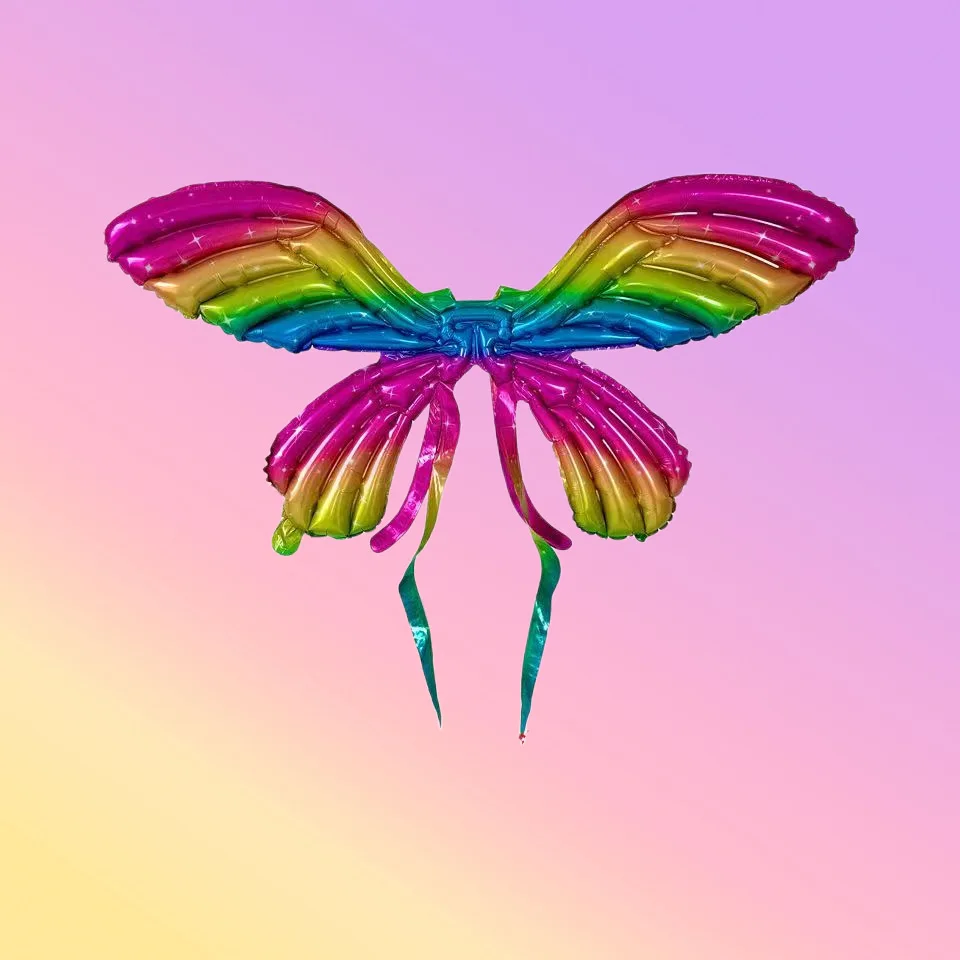 Inflatable ของเล่นปีกผีเสื้อกระเป๋าเป้เด็กผู้หญิงบอลลูน Angel Wing ของตกแต่งปาร์ตี้วันเกิดชุดเดรสสำหรับเด็กผู้หญิงเด็กน้อย Up บอลลูนเด็กวัน