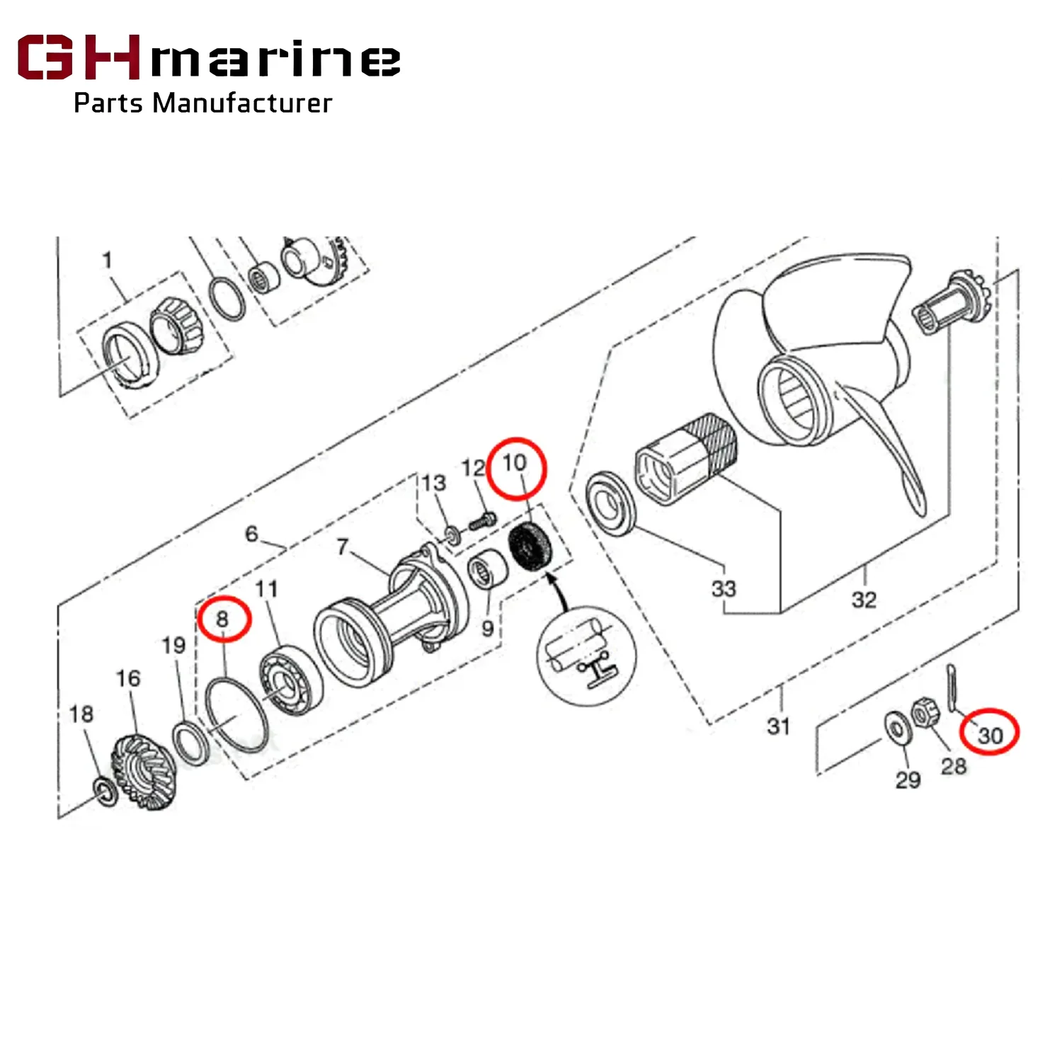Lower Unit Seal Kit for Tohatsu Nissan 70-140HP M70C MD75C2 M90A MD115A  M120A2 M140A2 3B7601110 3B7601030 Washer 9515030325