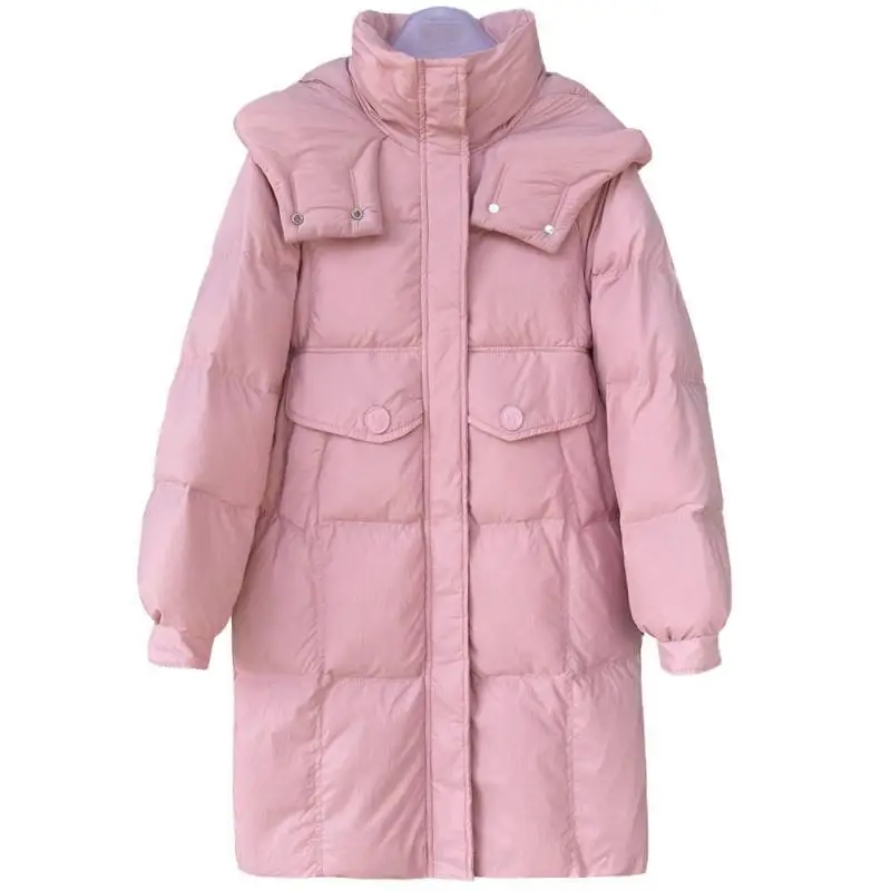 

Women's Loose Fit Du down Jaet Winter New Sle Korean Faion Thiened Warm Hooded Coat Sweet Sle Straight Tube Thin