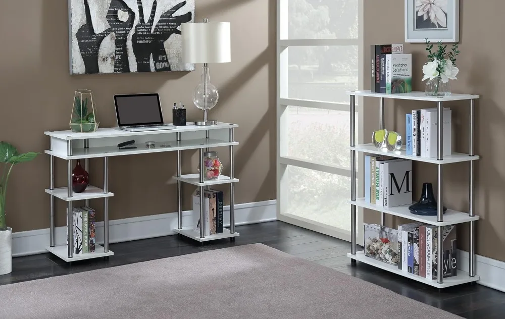 Convenience Salon Furniture Concepts Designs2Go No Tools Student Shelves Desk, 47.25" L X 15.75" W X 30" H, White