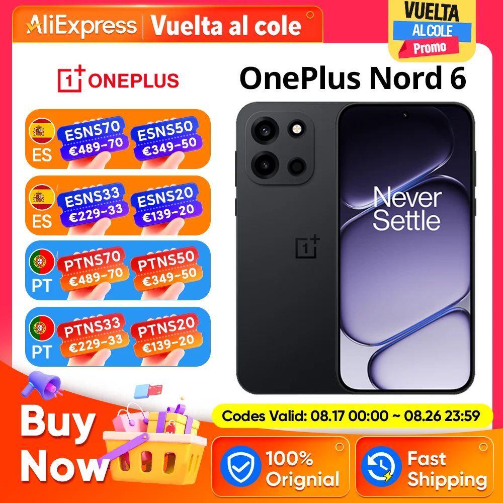Nuevo smartphone OnePlus Nord 6 5G 2026, 8GB + 256GB / 12GB + 512GB, Snapdragon…