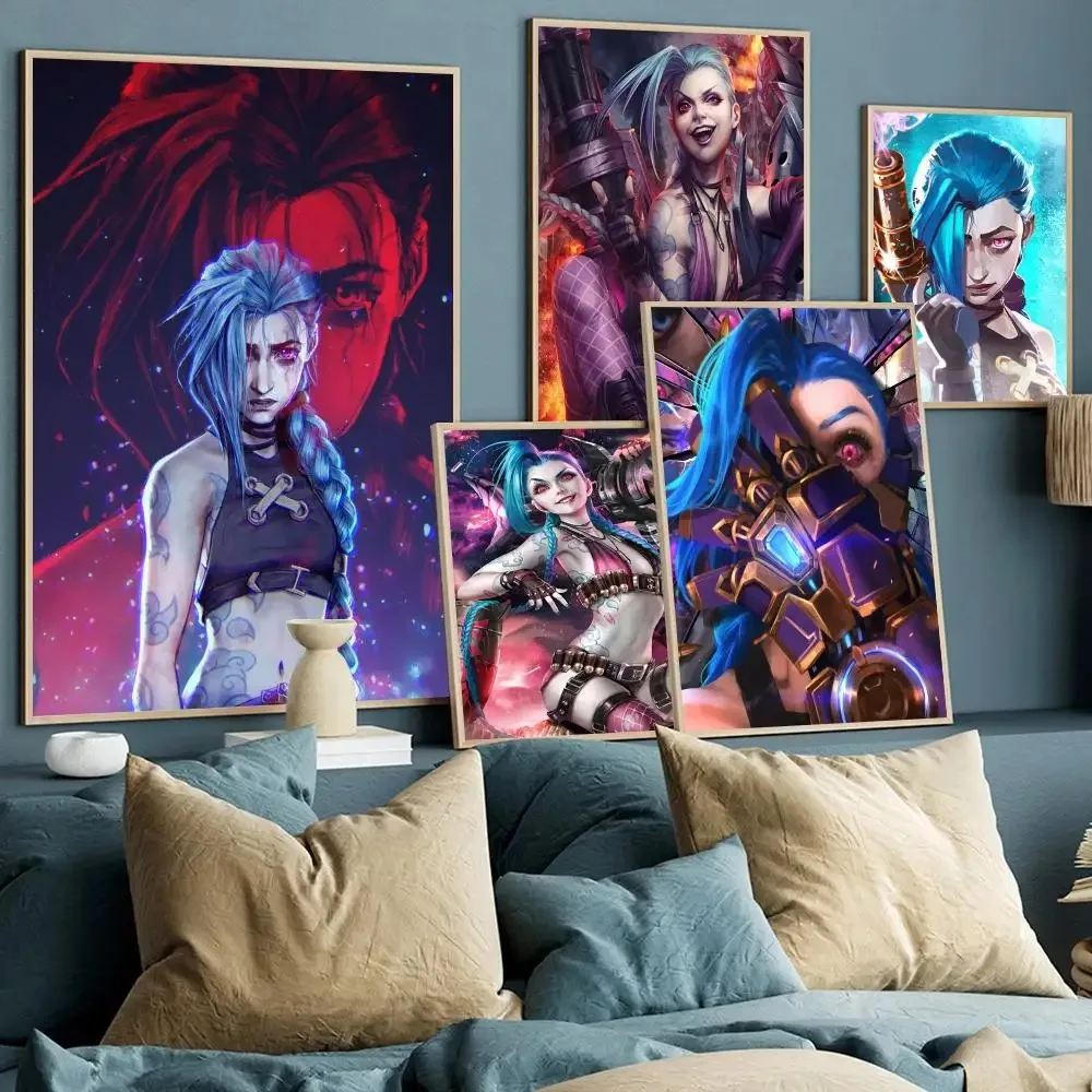 Cartoon Anime Game Arcane L-LOL Jinx Main Art Movie Canvas Painting Posters for Living Room Bar Decoration Room Wall Decor