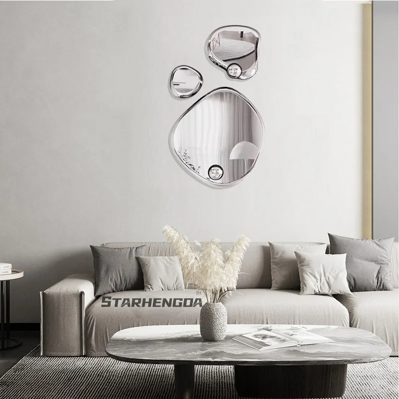 Shaped stone stainless steel living room background three-dimensional wall decoration Hotel club villa creative wall decoration