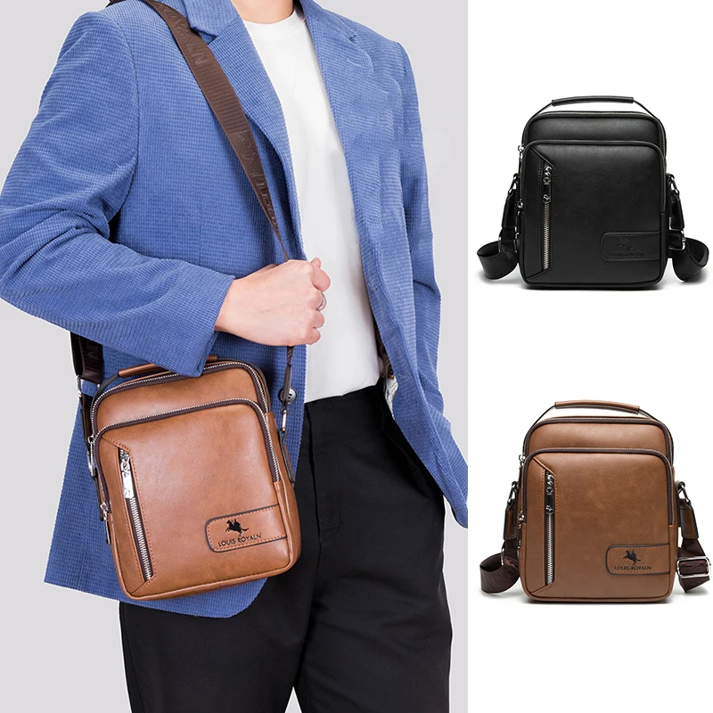 PU Leather Man'S Shoulder Side Bag Purse Cross Sling Messenger Bolsas Crossbody Porter Phone Pouch Caddy Essentials Bag Husband