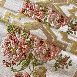 Pink Rose Embroidered Table Flag Party Dining Room Living Room Decoration