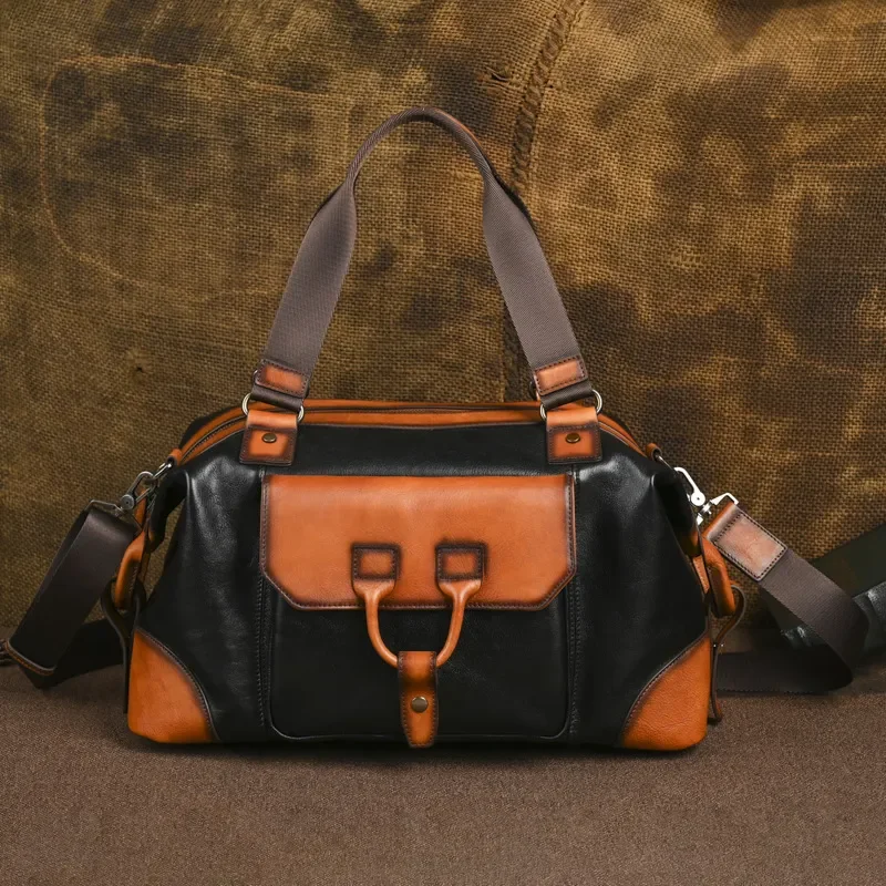 Vintage Genuine Leather Men Messenger Bag First Layer Cowhide Shoulder Handbag Casual Business Crossbody Satchel for Male