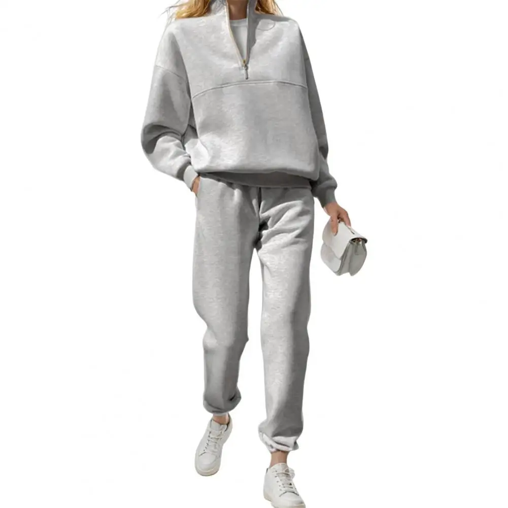 Casual Long Sleeve Sweatshirts and Trousers Fleece Two Piece Sets Lady Suit 2024 Women\'s Tracksuit Autumn Warm Hoodie