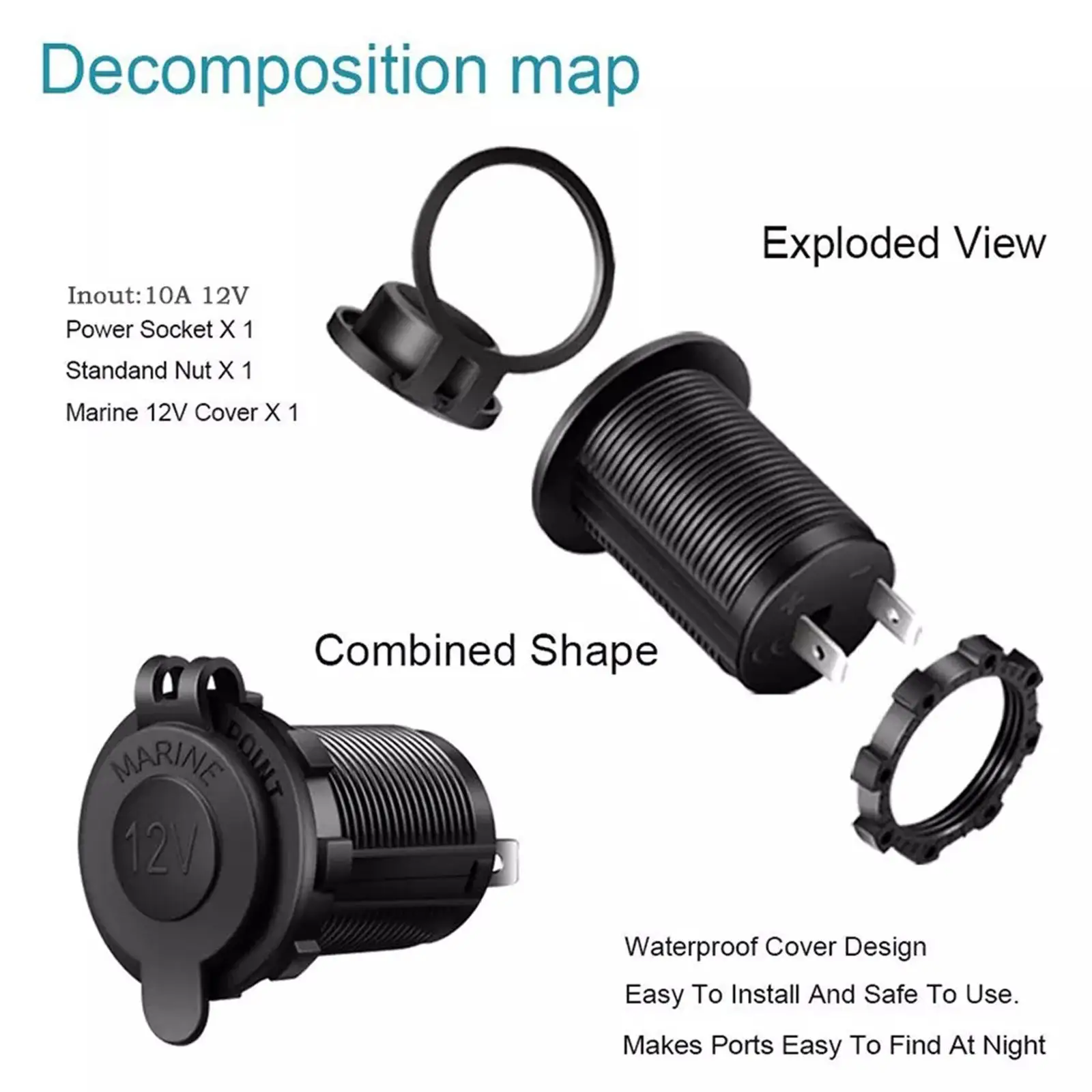 

Car Cigarette Lighter Socket Auto Boat Motorcycle Tractor Waterproof 12V-24V Outlet Accessories Receptacle Car Power P9C8