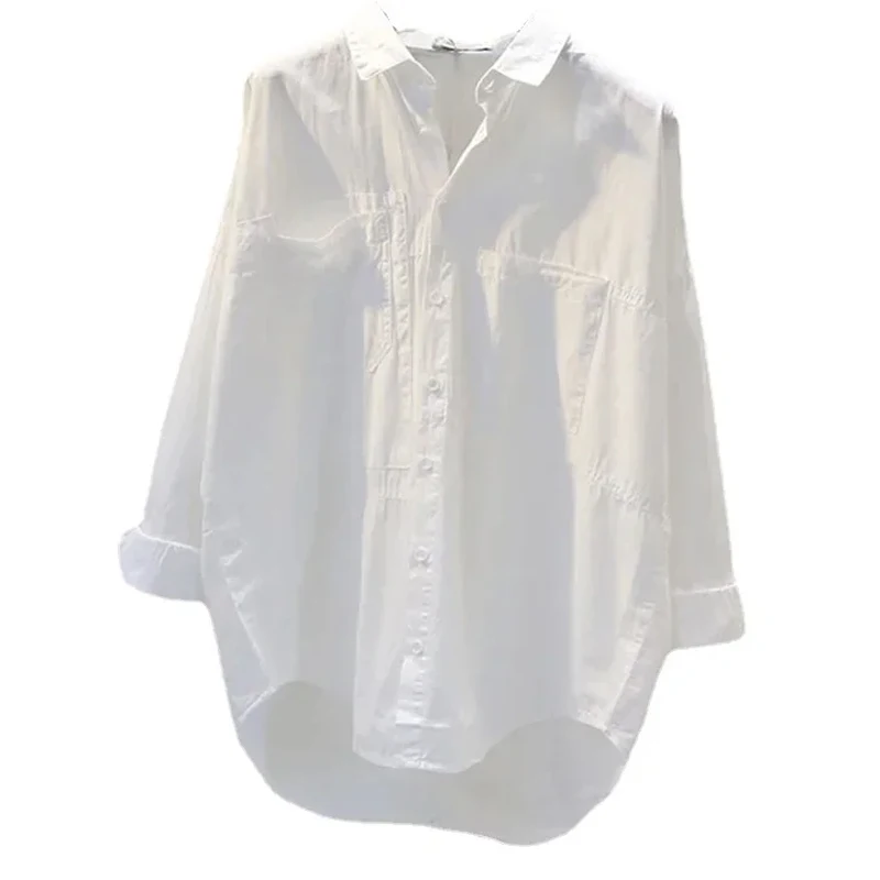 Long Sleeve White Women Shirt New Spring Casual Loose Office Blouse Lady Tops Button Simple Woman Clothes Blusas 12616 image 6