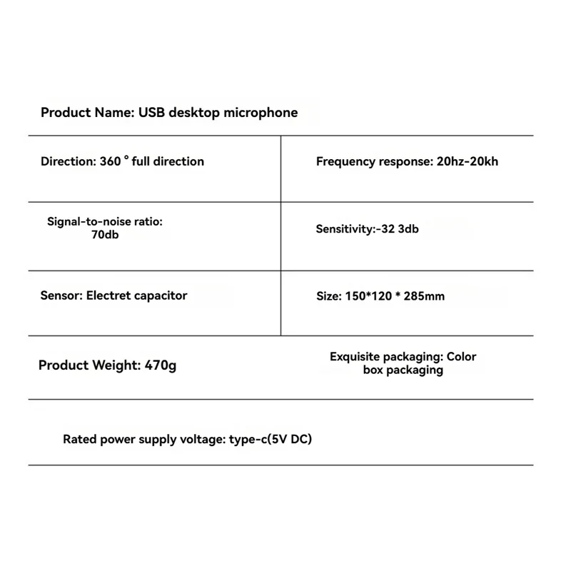 B92B-Condenser Desktop USB Microphone For PC Laptop Computer Game Live Recording Online Conference