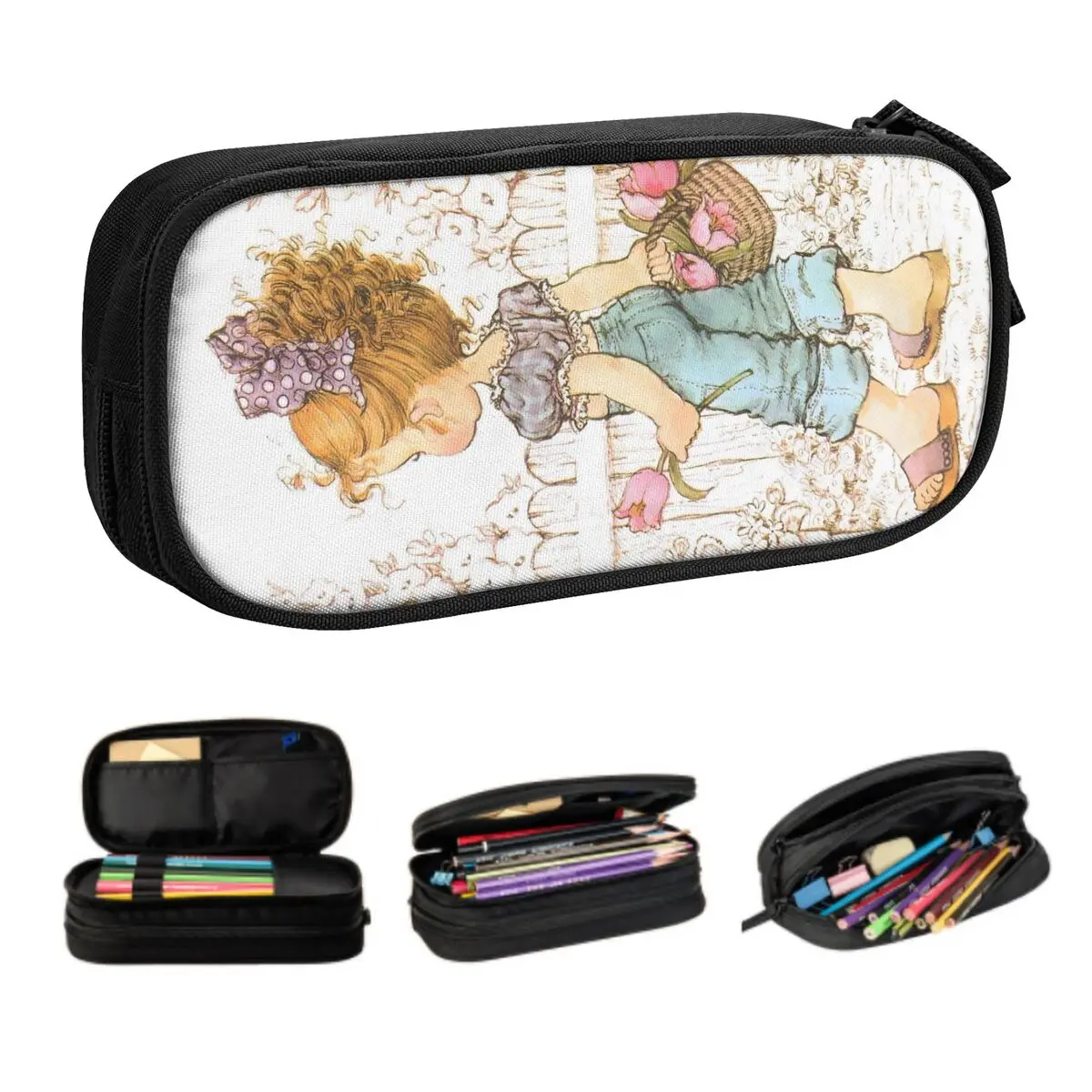 مخصص لطيف رائعتين S-Sarahs K-Kays مقلمة للبنين بنات زهرة فتاة سعة كبيرة القلم حقيبة صندوق اللوازم المدرسية