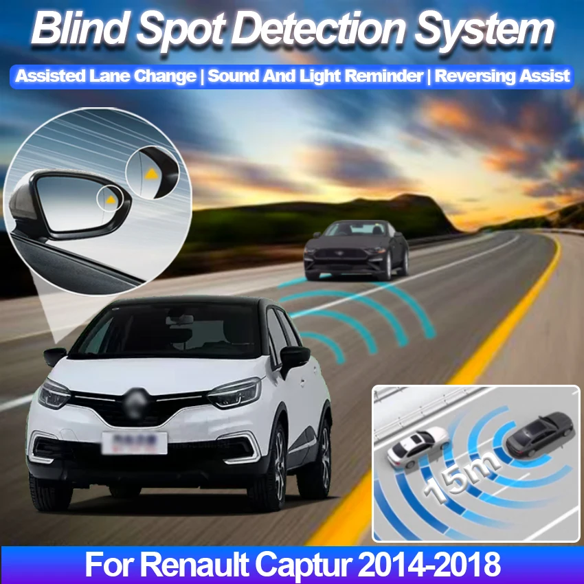 

Car Blind Spot Detection System BSD BSA BSM Car Sensors Drive Rear Mirror Monitoring For Renault Captur 2014-2018